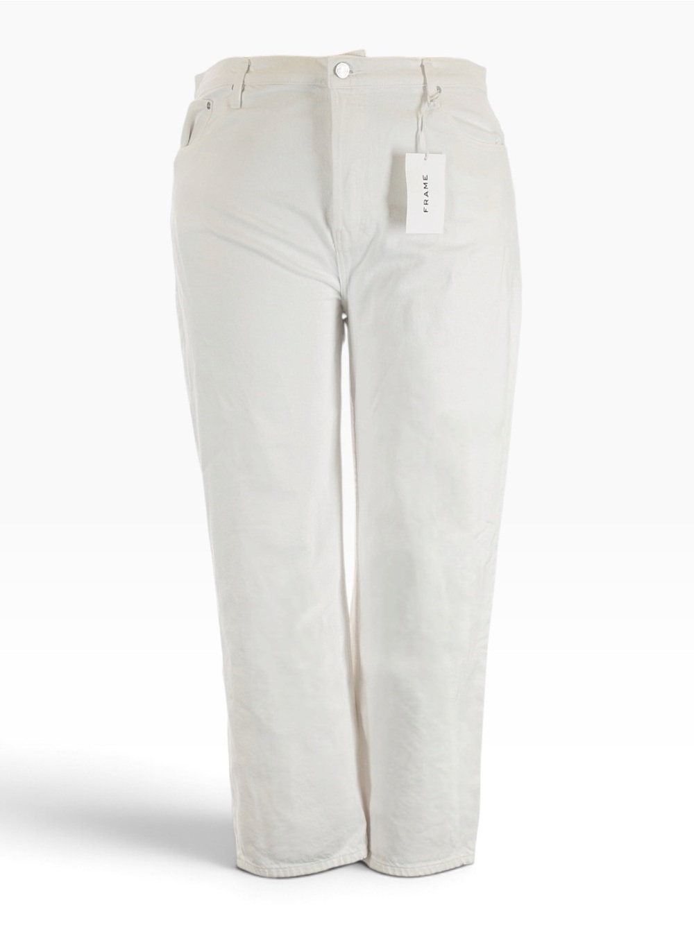 FRAME The Slouchy Straight Jeans White Size 34 High Rise Cotton NWT